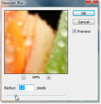 Применение смарт-фильтра Gaussian Blur, радиус 3 пикселя