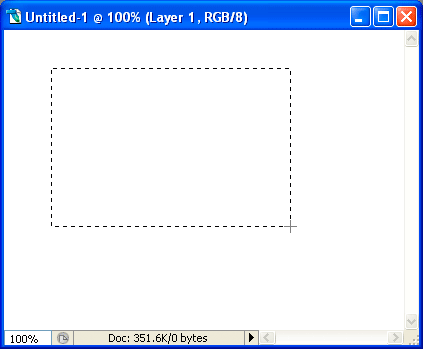 A screenshot showing what a selection looks like after being created with the Rectangular Marquee Tool in Photoshop.