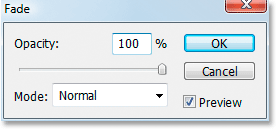 The Fade dialog box.