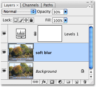 The type appears larger in the Layers palette in Photoshop. Image &copy; 2008 Photoshop Essentials.com.