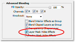 The Advanced Blending options in the Layer Style dialog box