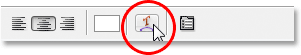 Clicking the 'Warp Text' icon in Photoshop's Options Bar.