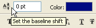 Photoshop text tutorial image - the Baseline Shift option in the Character palette