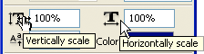 Photoshop text tutorial image - The Vertical Scale and Horizontal Scale options in the Character palette