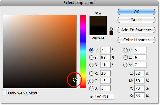 The Color Picker in Photoshop. Image © 2009 Photoshop Essentials.com.