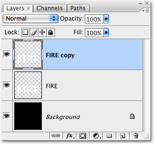 Duplicating the text layer in Photoshop. Image © 2009 Photoshop Essentials.com.
