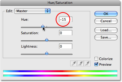 Adding a second Hue/Saturation adjustment layer in Photoshop. Image © 2009 Photoshop Essentials.com.