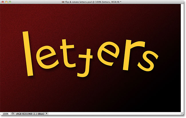 Rotate, flip and scale letters in a word with Photoshop. Image &copy; 2011 Photoshop Essentials.com.