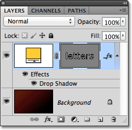 The Layers panel showing the Type layer converted to a Shape layer. Image &copy; 2011 Photoshop Essentials.com.