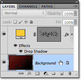 Selecting the Background layer in Photoshop. Image &copy; 2011 Photoshop Essentials.com.