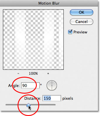 The Motion Blur dialog box in Photoshop. Image &copy; 2011 Photoshop Essentials.com.