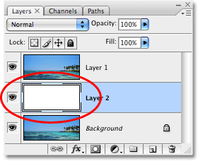 The layer preview thumbnail in the Layers palette in Photoshop. Image © 2008 Photoshop Essentials.com.
