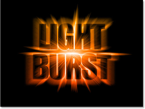 Photoshop colorful light burst text effect. Image © 2011 Photoshop Essentials.com