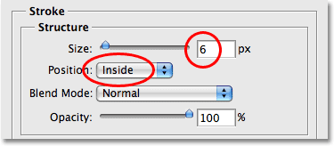The Stroke layer style options in Photoshop. Image &copy; 2008 Photoshop Essentials.com