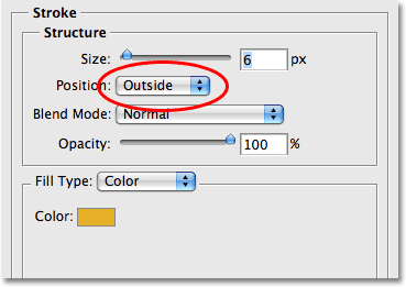 The stroke Position option. Image &copy; 2008 Photoshop Essentials.com