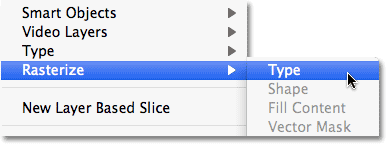 Rasterizing text in Photoshop. Image © 2010 Photoshop Essentials.com.