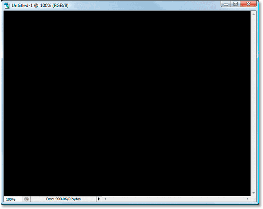 Adobe Photoshop Text Effects: The new document is now filled with 
black.