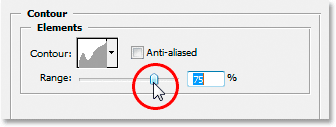 Increasing the Contour Radius value to 85%.