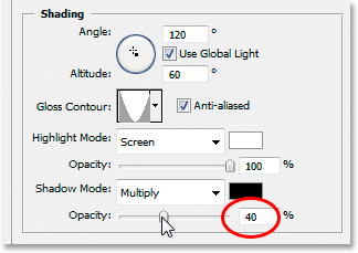 Increasing the Shadow Mode Opacity value to 40%.