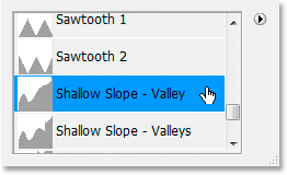 Selecting the 'Shallow Slope-Valley' contour.
