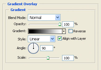 Adobe Photoshop Text Effects: The Gradient Overlay controls in the Layer Style control panel
