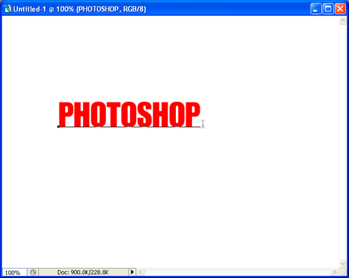 Adobe Photoshop Text Effects: Typing the word 'PHOTOSHOP' into my document