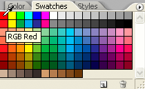 Adobe Photoshop Text Effects: Selecting 'RGB Red' from the Swatches palette