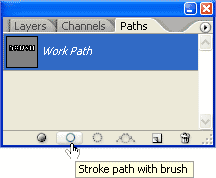 Adobe Photoshop Text Effects: The 'Stroke Path With Brush' icon in the Paths palette