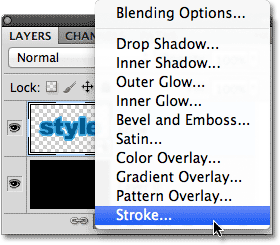 Adding a Stroke layer effect to the Smart Object. Image © 2012 Photoshop Essentials.com.