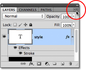 The Layers panel menu icon in Photoshop. Image © 2012 Photoshop Essentials.com.