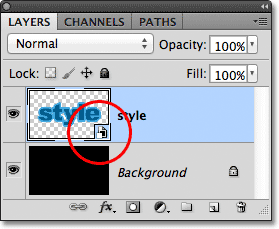 The Type layer has been converted to a Smart Object. Image © 2012 Photoshop Essentials.com.