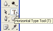 Adobe Photoshop Text Effects: Selecting the Horizontal Type Tool from the Tools palette