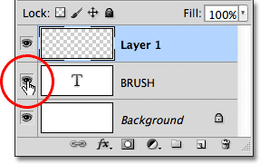 Clicking the layer visibility icon for the Type layer. Image &copy; 2011 Photoshop Essentials.com
