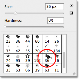 Selecting a brush from the Brush Picker in Photoshop. Image &copy; 2011 Photoshop Essentials.com