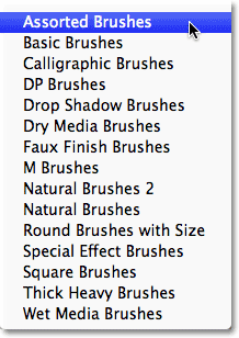 The additional brush sets installed with Photoshop. Image &copy; 2011 Photoshop Essentials.com