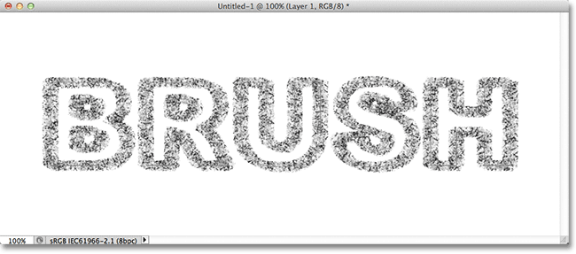 Stroking text with a chalk brush. Image &copy; 2011 Photoshop Essentials.com