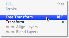 Selecting the Free Transform command in Photoshop. Image © 2009 Photoshop Essentials.com