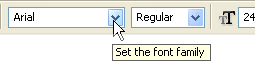 Selecting a font family in the Options Bar