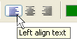 The Text Alignment options in the Options Bar