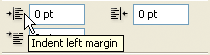 Photoshop text tutorial image - the Text Indent options in the Paragraph palette