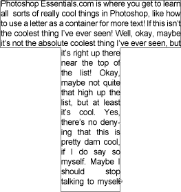 Adobe Photoshop Text Effects: The letter-shaped path filled with text.