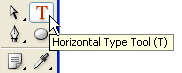 Photoshop text tutorial image: Selecting the Horizontal Type Tool from the Tools palette