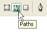 Photoshop text tutorial image: Selecting the "Paths" option for our Ellipse Tool in the Options Bar