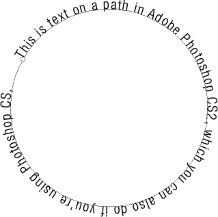Photoshop text tutorial image: Adding text along an elliptical path.