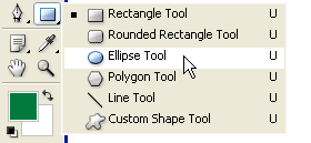Photoshop text tutorial image: Selecting the Ellipse Tool from the Tools palette
