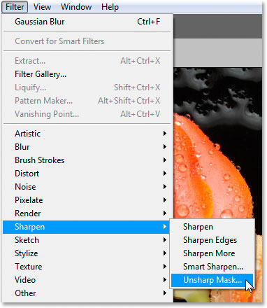 Filter - Sharpen - Unsharp Mask