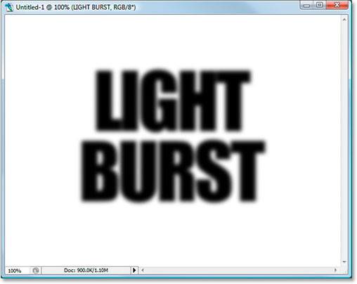 Photoshop Text Effects: The text is now slightly blurred