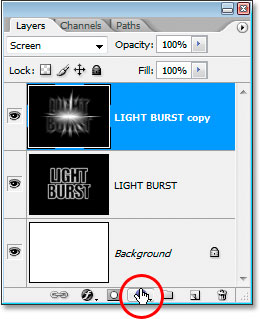 Photoshop Text Effects: Click the New Fill Or Adjustment Layer icon